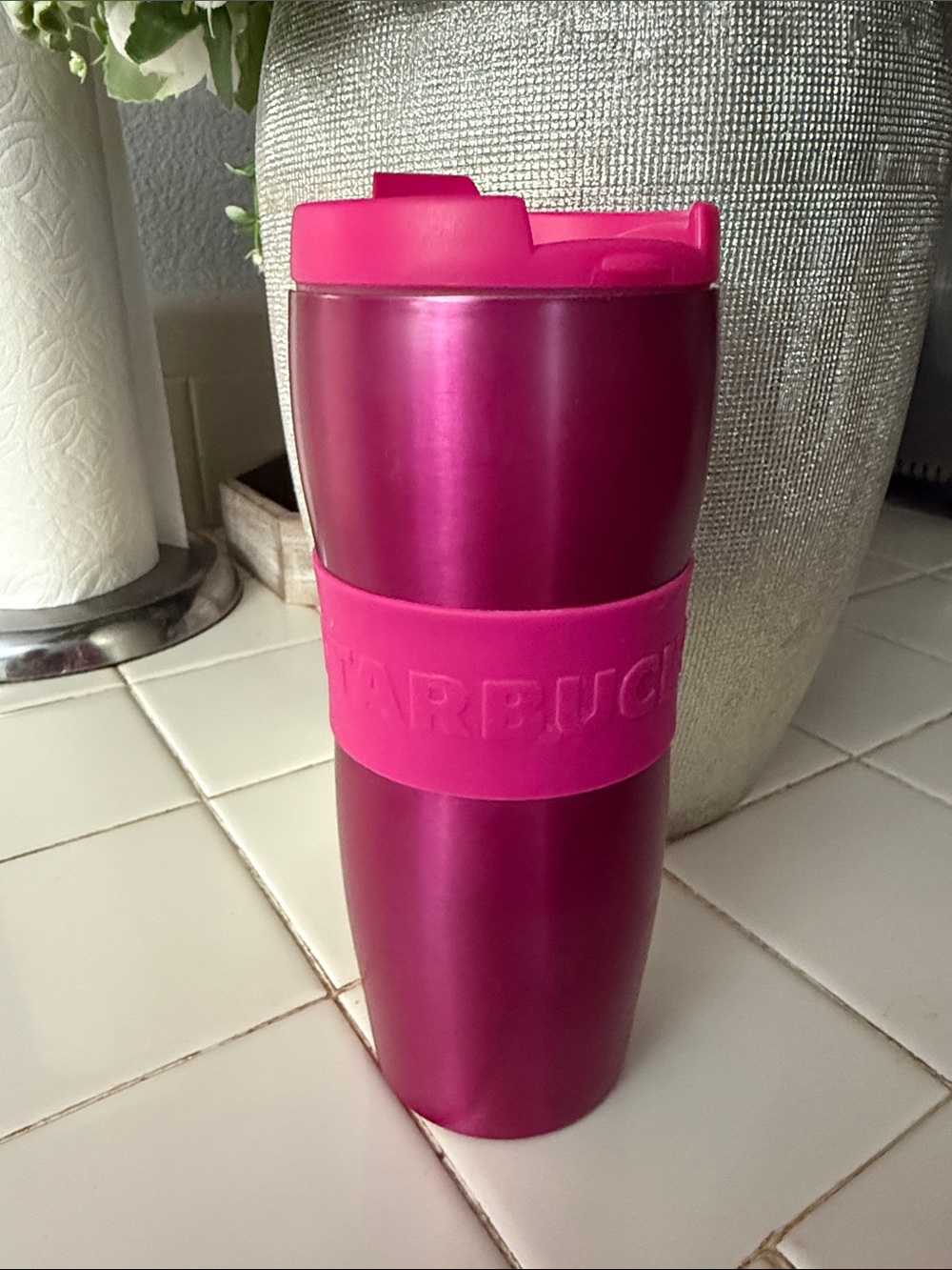 Starbucks Hot Pink Stainless Travel Mug with Silicone Grip
